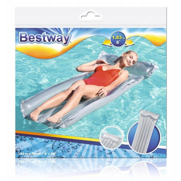 BESTWAY Dmuchany Materac Do Pływania Szary183 x 76 cm 44013