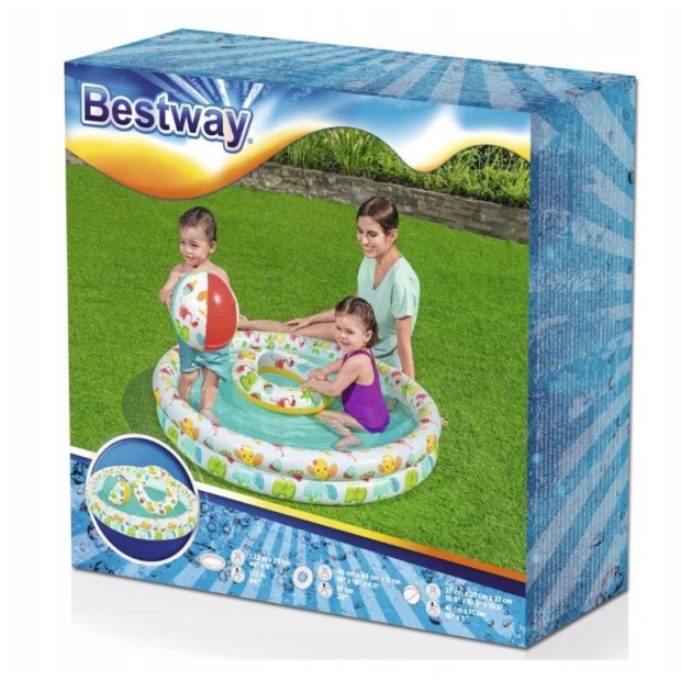 BESTWAY Zestaw Dmuchany Basen 3w1 Piłka, Koło 122 x 20 cm 51124-8955360