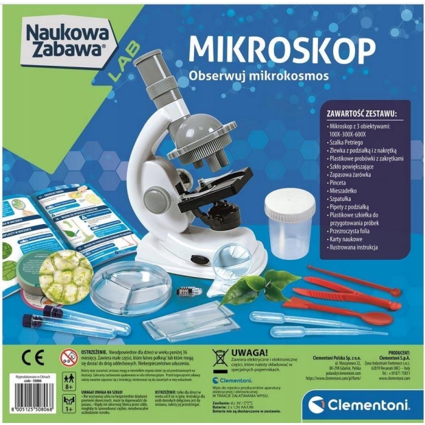 CLEMENTONI Doświadczenia z mikroskopem 8 lat+-8955422