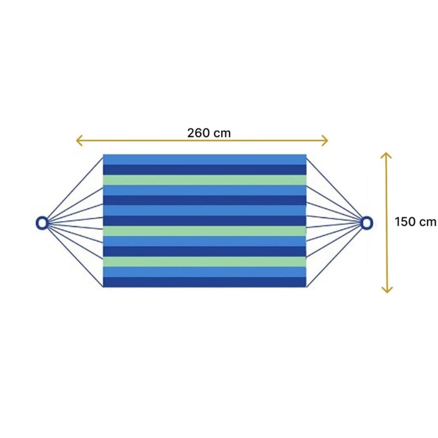 Hamak ogrodowy mocny duży turystyczny z drążkiem 260x150 zielono-niebieski-8955685