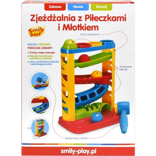 SMILY PLAY zjeżdżalnia z piłeczkami i młotkiem 12 m+-8956018